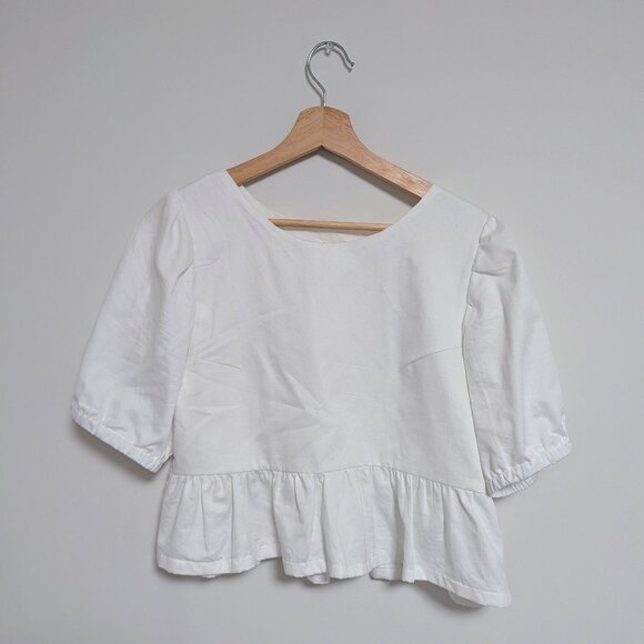 Handmade Tops - Handmade White Peplum Top